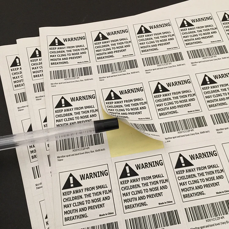 Self-Adhesive Warning Text Labels